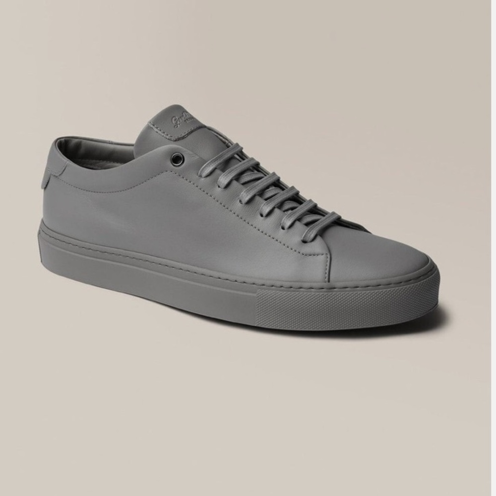 New in Box Goodman Brand Edge Grey Leather Sneakers Luxury Made in Italy